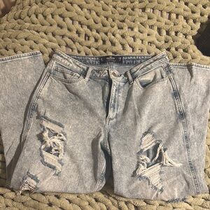 Hollister Blue High Rise Distressed Jeans